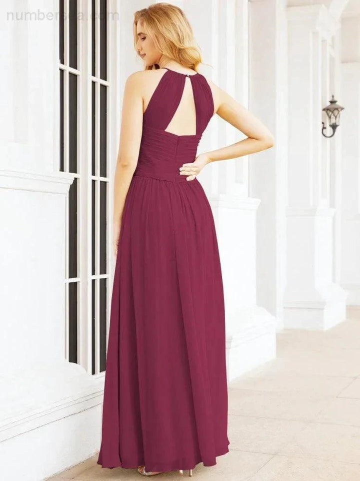 Numbersea Sleeveless Bridesmaid Dresses Long Prom Gown Zipper with Keyhole Back 28056 by numbersea