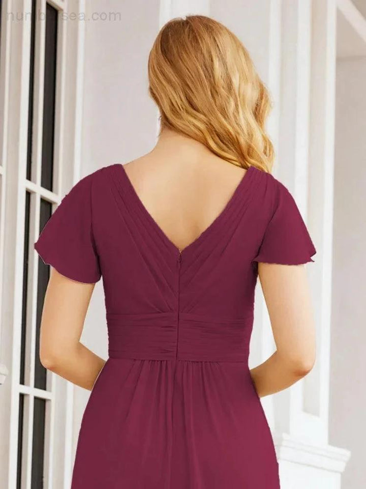 Numbersea Formal Prom Gowns for Mother of The Bride Cap Sleeves Bridesmaid Dress 28047 by numbersea