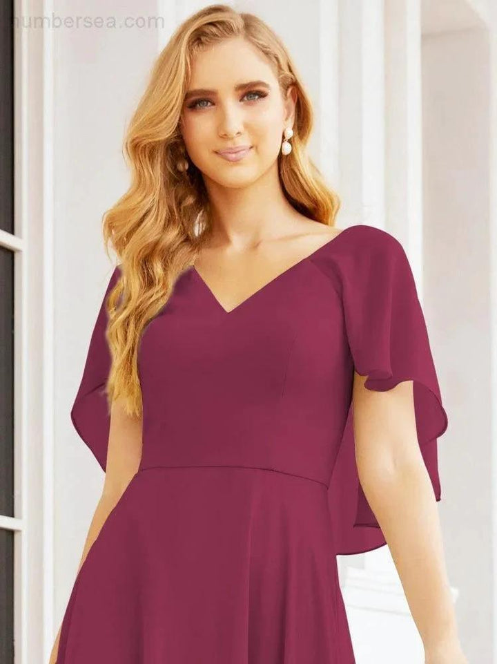 Numbersea Bridesmaid Dresses for Wedding Formal Evening Party Prom Gown with Cape 28050 by numbersea