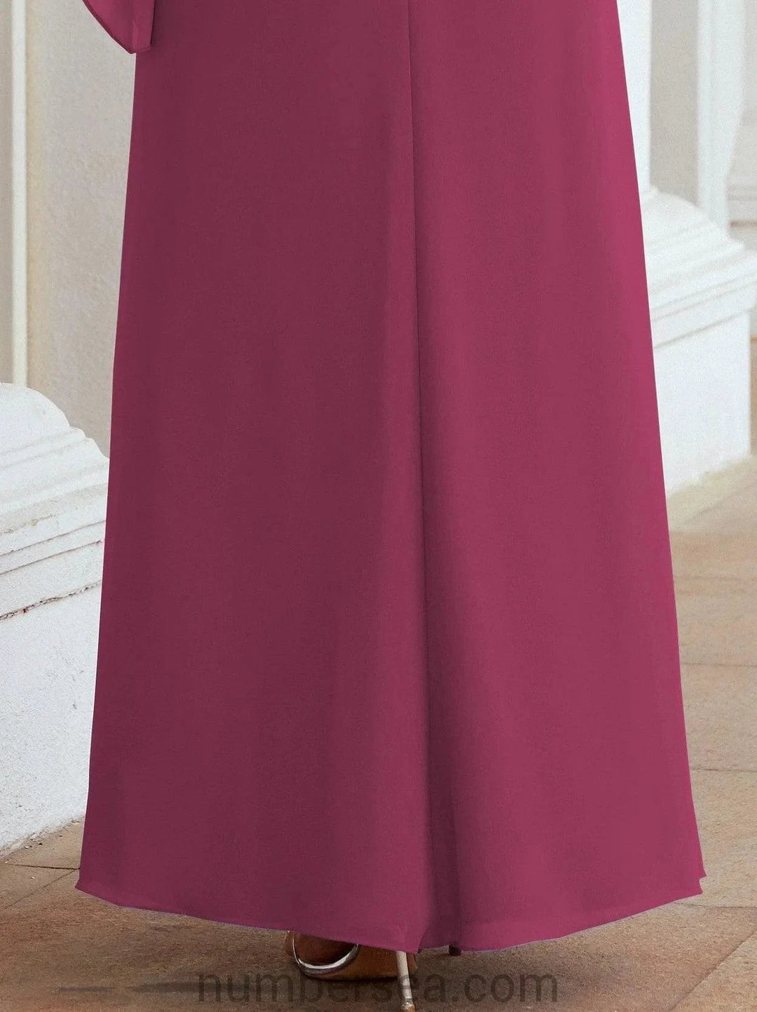 Sunnderly Formal Party Gown Dress Long Mother of The Bride Dresses with Ruffle Cape SY28026 by numbersea