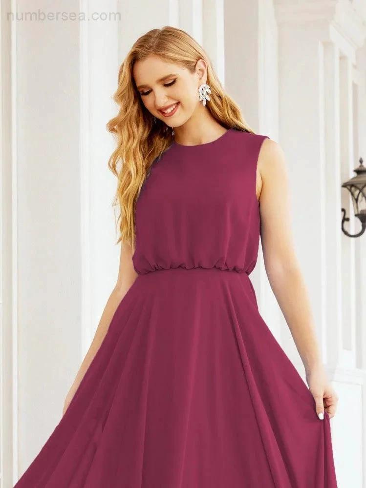 Numbersea Sleeveless Long Bridesmaid Dress A line Formal Evening Prom Gown 28025 by numbersea