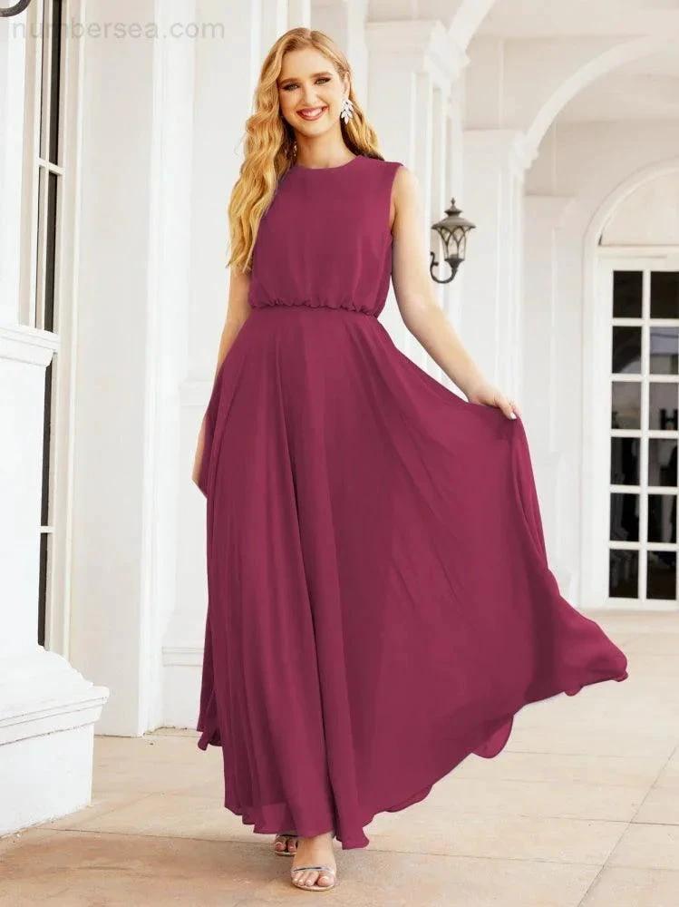 Numbersea Sleeveless Long Bridesmaid Dress A line Formal Evening Prom Gown 28025 by numbersea