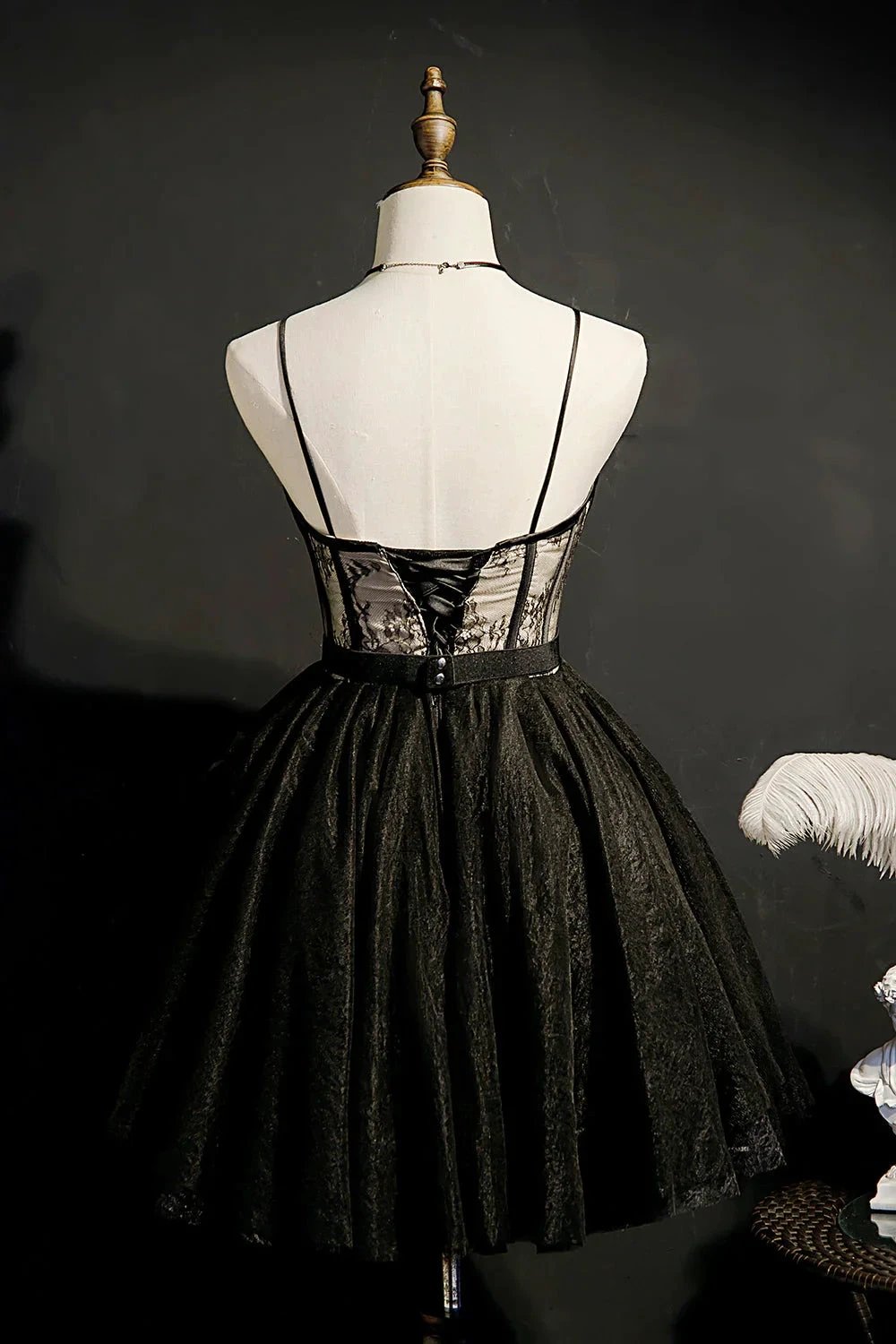 Chic Lace Spaghetti Straps Tulle Short Homecoming Dresses by Cicinia