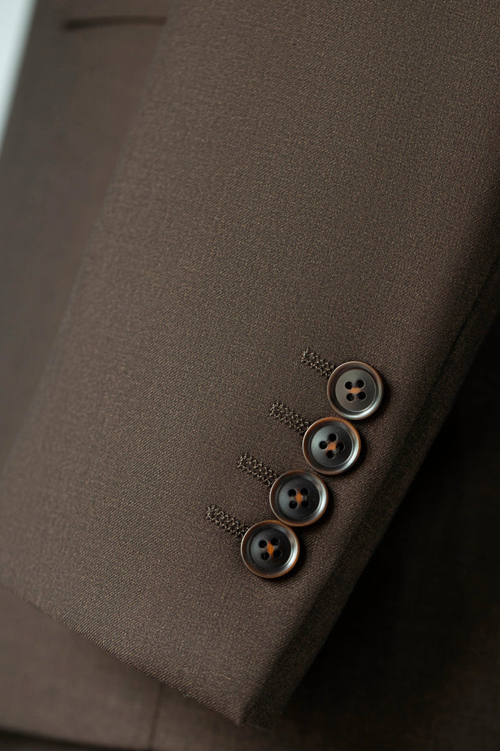 Double-Breasted Dark Brown Wool Suit | Tailored Formal Groom &amp; Business Suit by 男装
