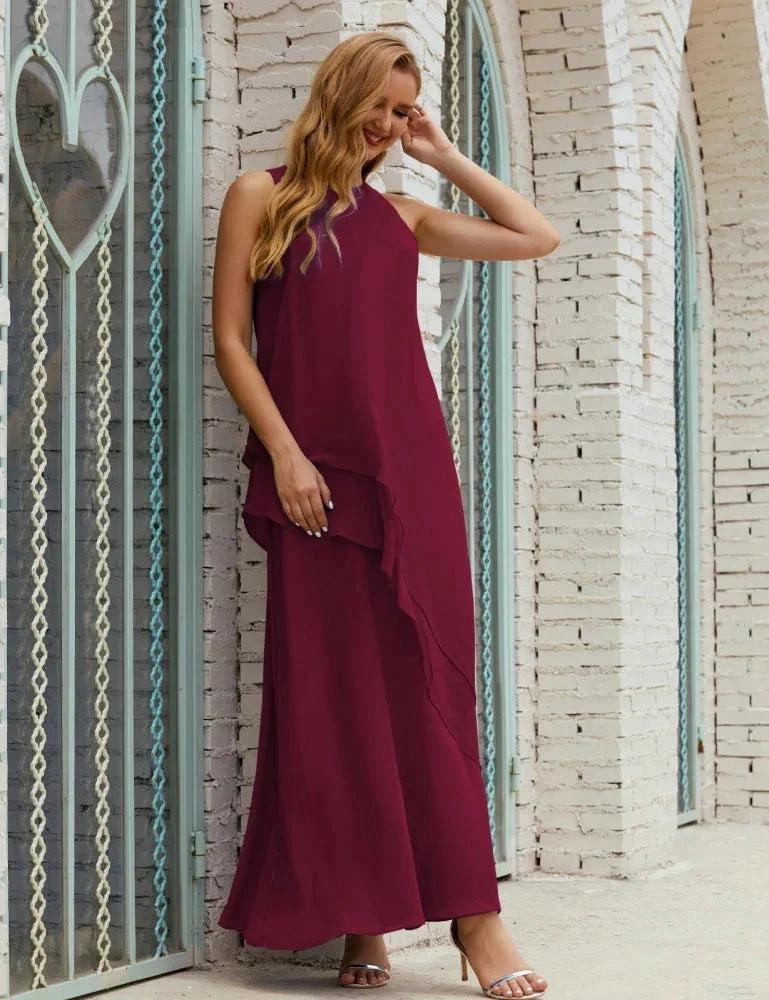 Chiffon Long Plus Size Mother of Bride Dresses Formal Bridesmaid Prom Gown SY28019 by numbersea
