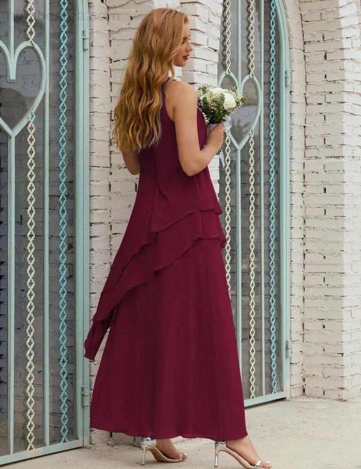 Chiffon Long Plus Size Mother of Bride Dresses Formal Bridesmaid Prom Gown SY28019 by numbersea