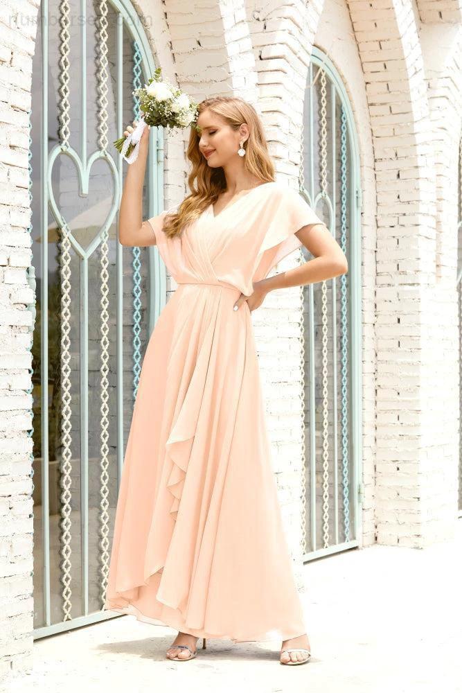 Numbersea Mother of The Bride Dresses Plus Size V-Neck Floor Length Formal Prom Dress for Wedding Guest 28020 by numbersea