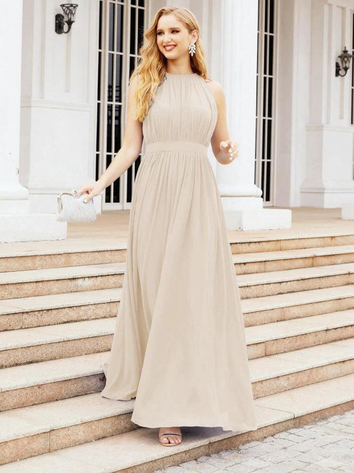 Numbersea Halter Bridesmaid Dress Empire Waist Formal Evening Prom Gown for Mother of The Bride 28030 by numbersea