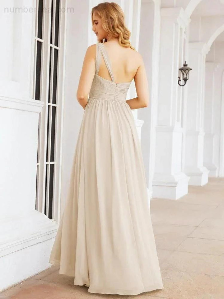 Numbersea One Shoulder Bridesmaid Dresses Long Maxi Formal Evening Party Prom Gowns 28061 by numbersea