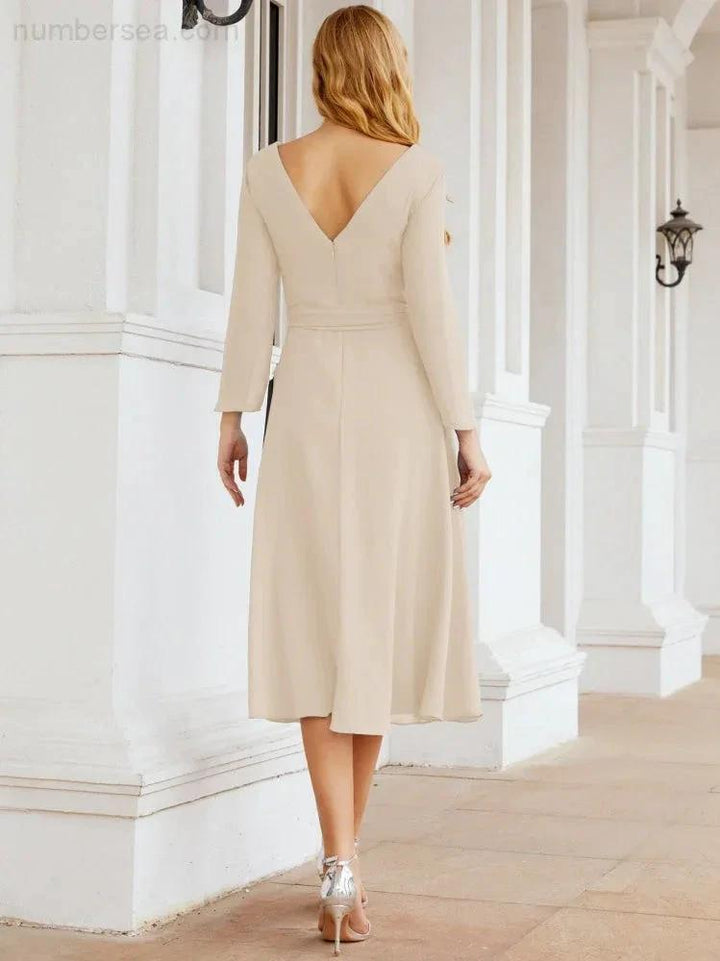 Bridesmaid Dress V-Back Waist Belt Mother of the Bride Wedding Guest SY28031 by numbersea