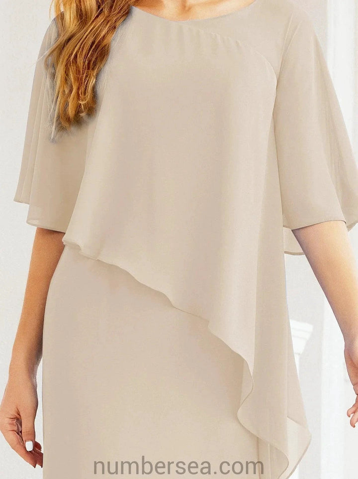 Sunnderly Formal Party Gown Dress Long Mother of The Bride Dresses with Ruffle Cape SY28026 by numbersea