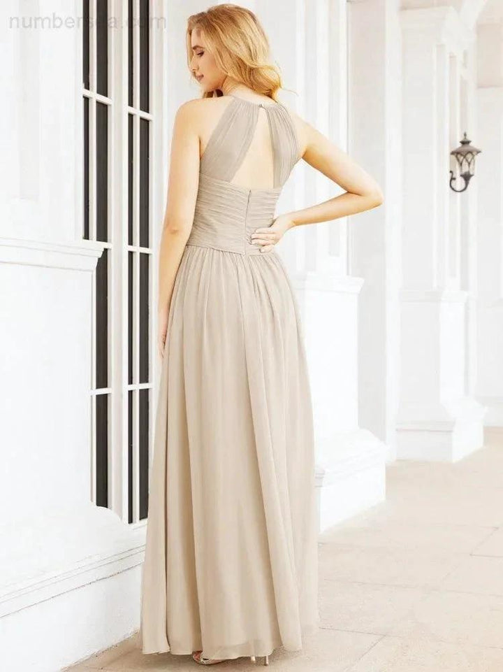 Numbersea Sleeveless Bridesmaid Dresses Long Prom Gown Zipper with Keyhole Back 28056 by numbersea