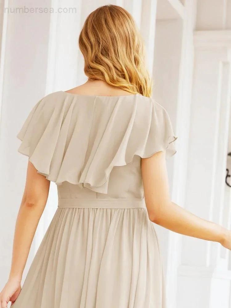 Bridesmaid Dresses with Flutter Sleeves Formal Evening Party Prom Gowns 28044 by numbersea