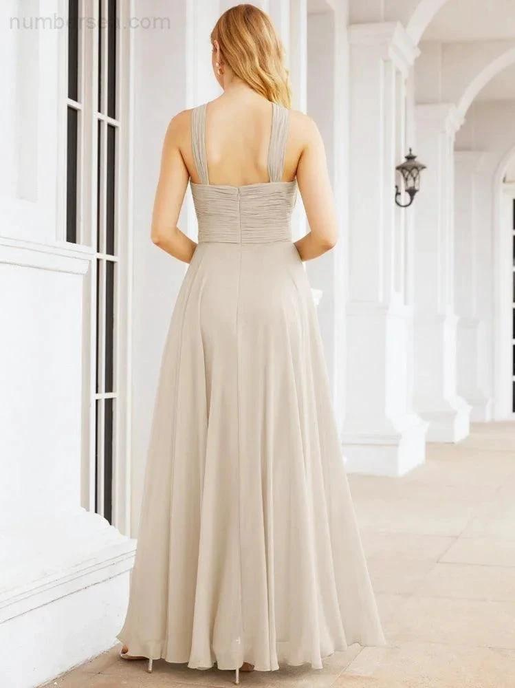 Numbersea Crisscross Halter Bridesmaid Dresses for Party Wedding Evening Prom Maxi Ball Gowns 28053 by numbersea