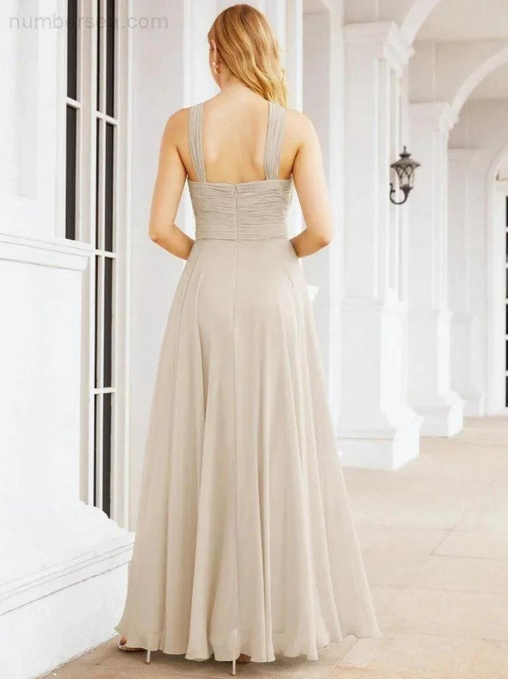 Numbersea Crisscross Halter Bridesmaid Dresses for Party Wedding Evening Prom Maxi Ball Gowns 28053 by numbersea