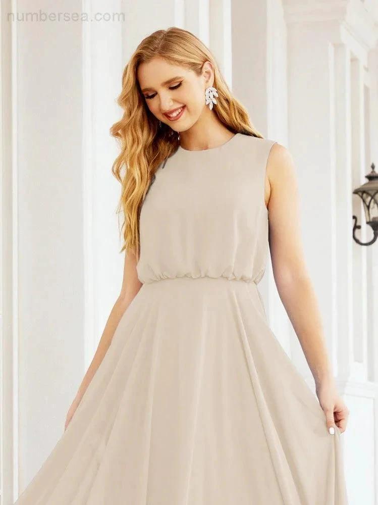 Numbersea Sleeveless Long Bridesmaid Dress A line Formal Evening Prom Gown 28025 by numbersea