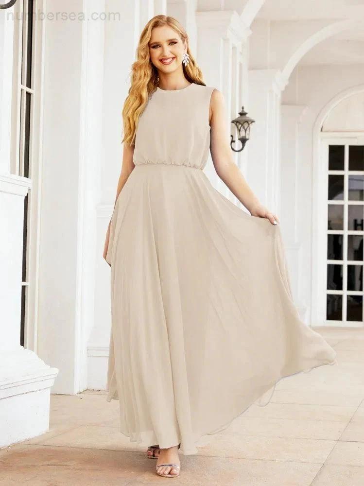 Numbersea Sleeveless Long Bridesmaid Dress A line Formal Evening Prom Gown 28025 by numbersea
