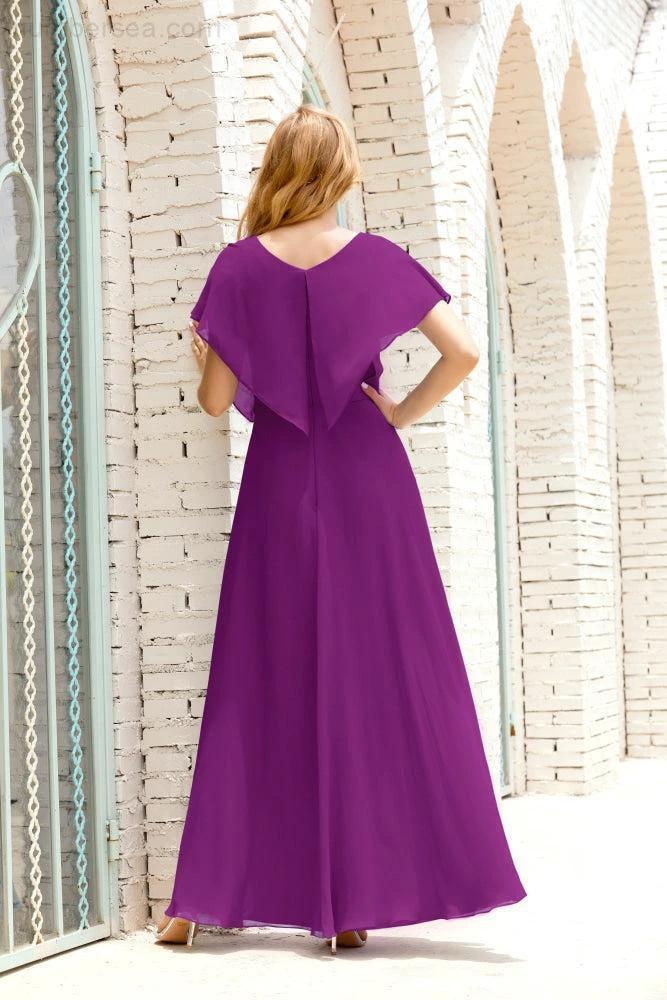 Numbersea Mother of The Bride Dresses Plus Size V-Neck Floor Length Formal Prom Dress for Wedding Guest 28020 by numbersea
