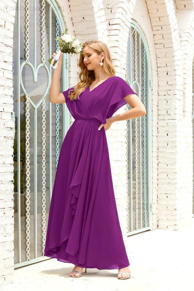 Numbersea Mother of The Bride Dresses Plus Size V-Neck Floor Length Formal Prom Dress for Wedding Guest 28020 by numbersea