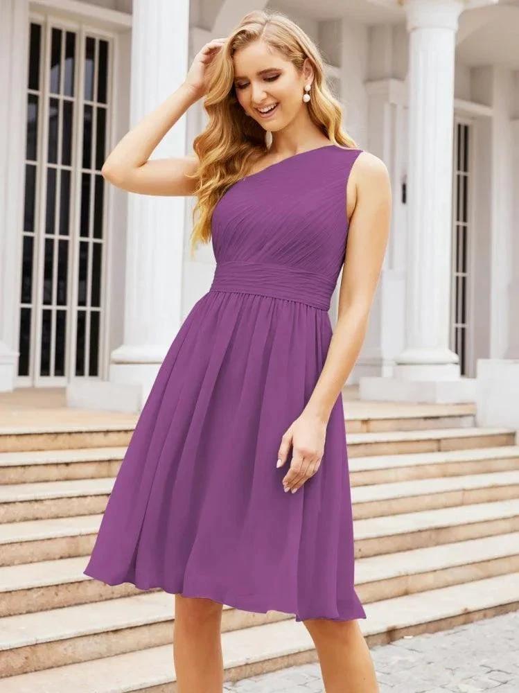 Numbersea Homecoming Dress One Shoulder Pleated Short Formal Prom Gowns 28046 by numbersea