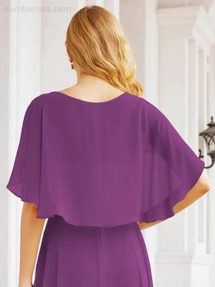 Numbersea Bridesmaid Dresses for Wedding Formal Evening Party Prom Gown with Cape 28050 by numbersea