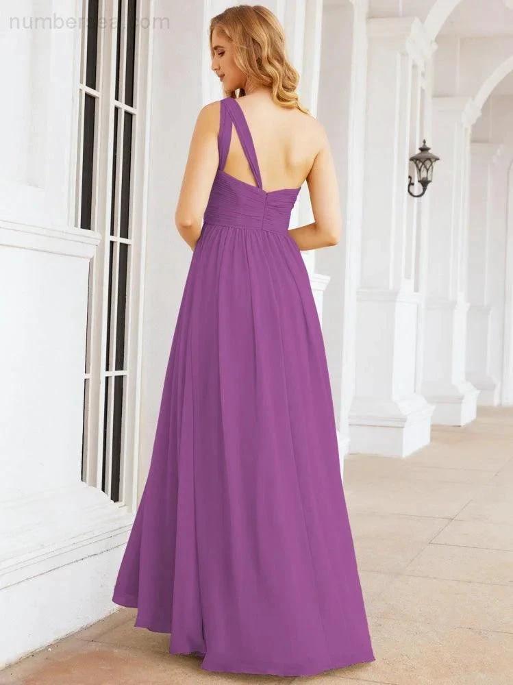 Numbersea One Shoulder Bridesmaid Dresses Long Maxi Formal Evening Party Prom Gowns 28061 by numbersea