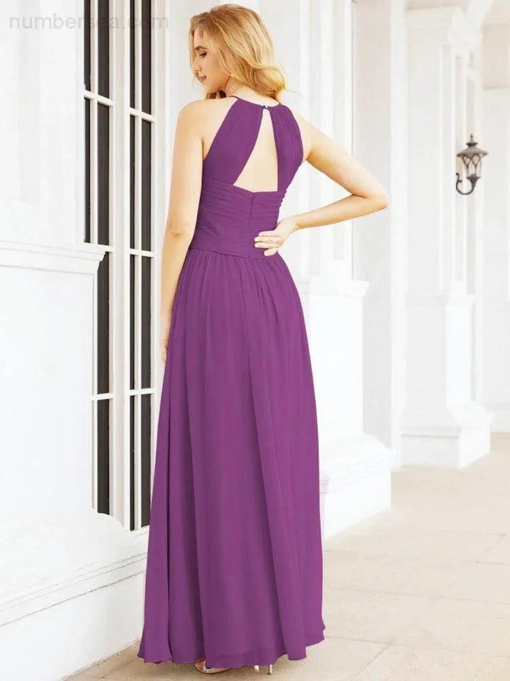 Numbersea Sleeveless Bridesmaid Dresses Long Prom Gown Zipper with Keyhole Back 28056 by numbersea