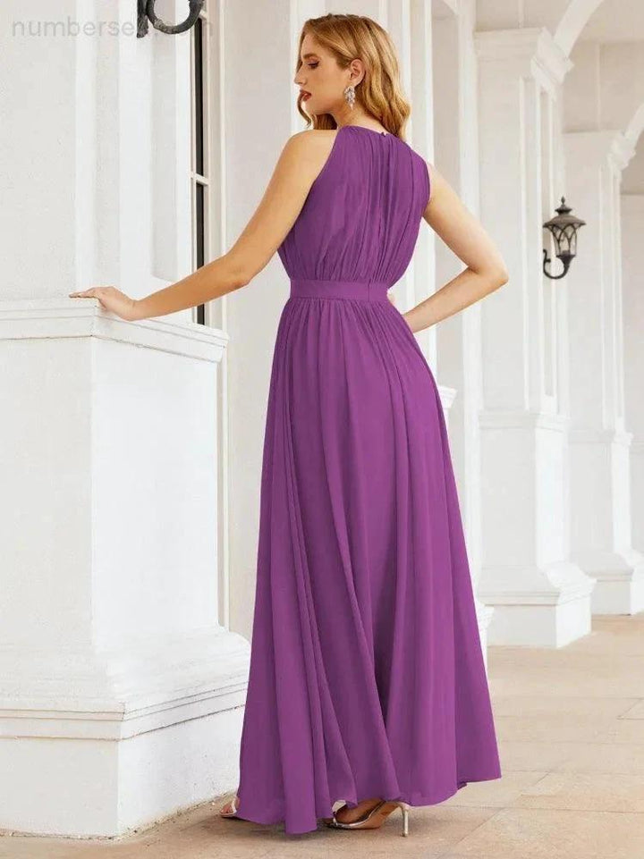 Numbersea Halter Bridesmaid Dress Empire Waist Formal Evening Prom Gown for Mother of The Bride 28030 by numbersea