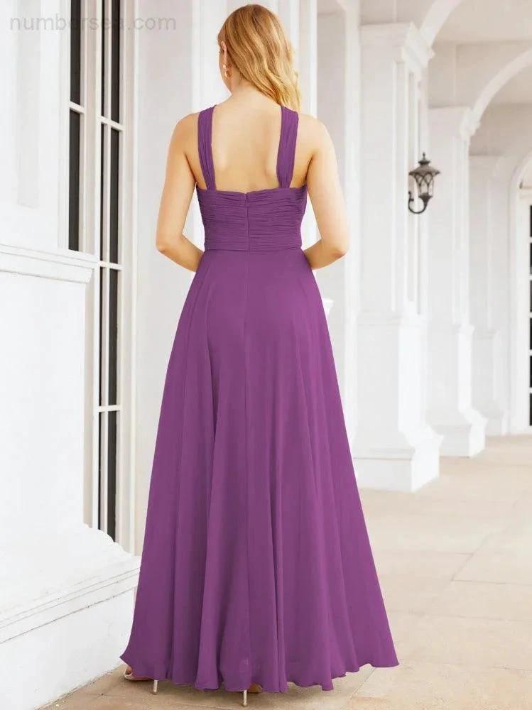 Numbersea Crisscross Halter Bridesmaid Dresses for Party Wedding Evening Prom Maxi Ball Gowns 28053 by numbersea