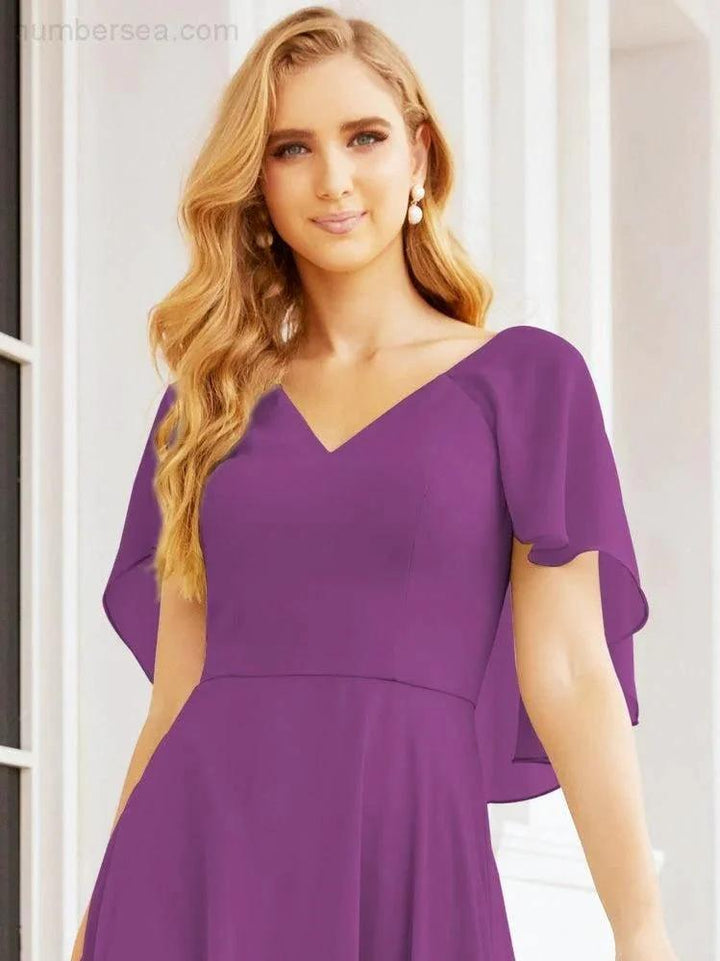 Numbersea Bridesmaid Dresses for Wedding Formal Evening Party Prom Gown with Cape 28050 by numbersea