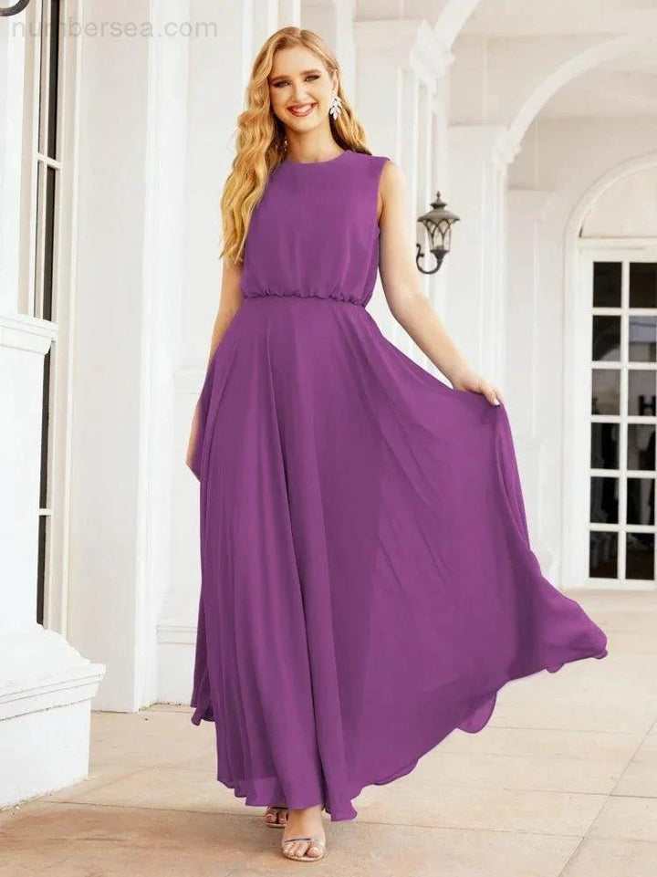 Numbersea Sleeveless Long Bridesmaid Dress A line Formal Evening Prom Gown 28025 by numbersea