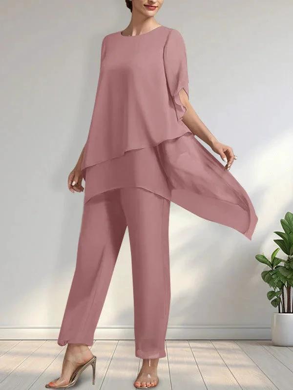 Separates Jumpsuit/Pantsuit Scoop Ankle-Length Chiffon Mother of the Bride Dress by Dreamylily