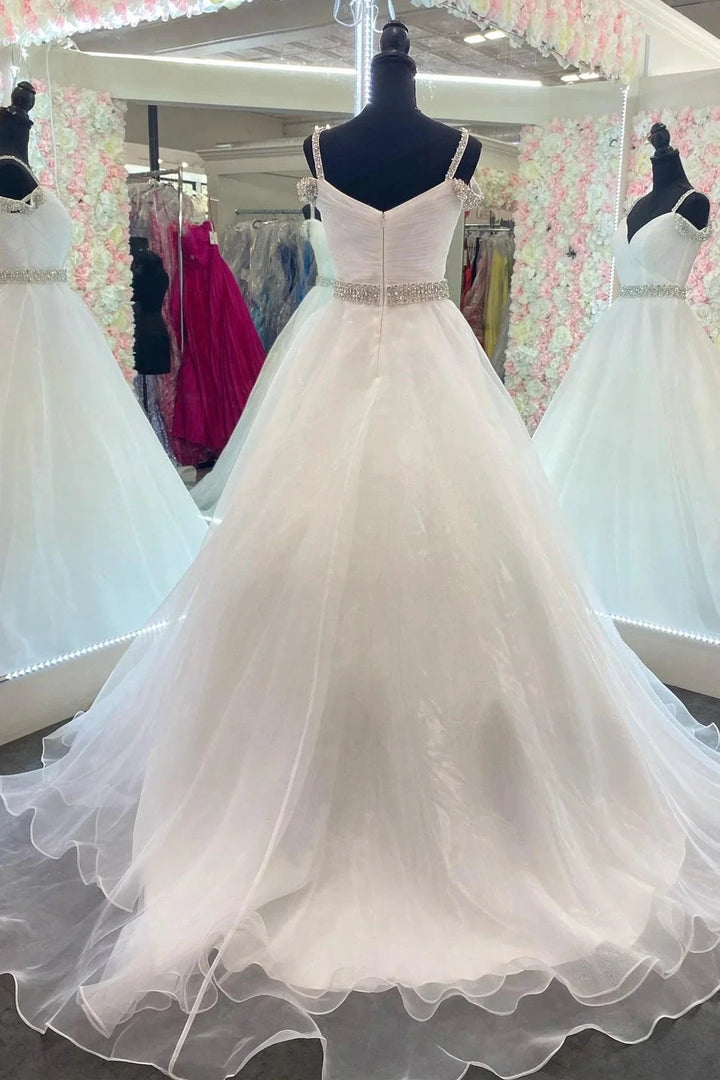 Hot Pink Beaded Cold-Shoulder A-Line Prom Dress by KissProm