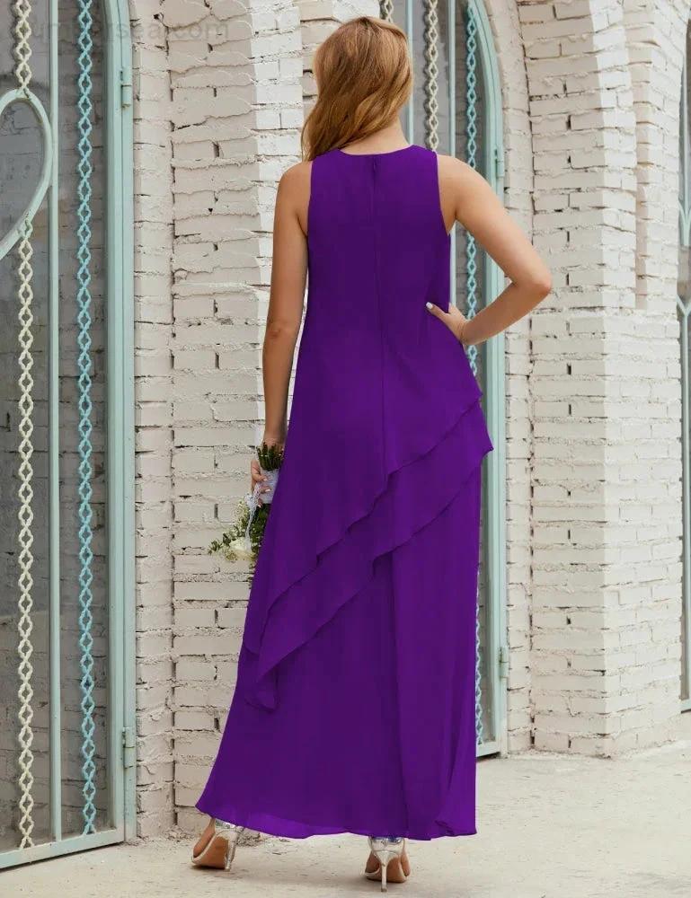 Chiffon Long Plus Size Mother of Bride Dresses Formal Bridesmaid Prom Gown SY28019 by numbersea
