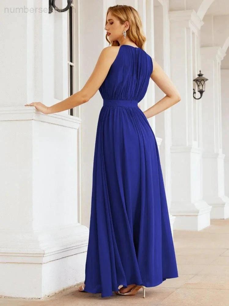 Numbersea Halter Bridesmaid Dress Empire Waist Formal Evening Prom Gown for Mother of The Bride 28030 by numbersea