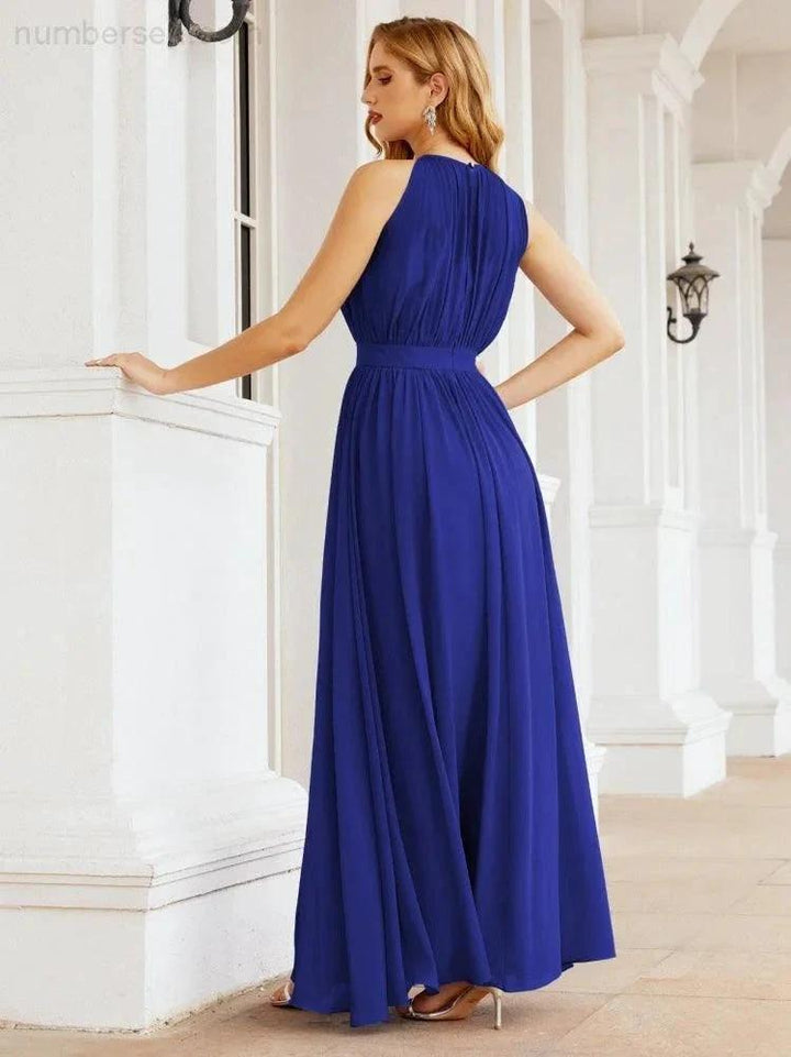 Numbersea Halter Bridesmaid Dress Empire Waist Formal Evening Prom Gown for Mother of The Bride 28030 by numbersea