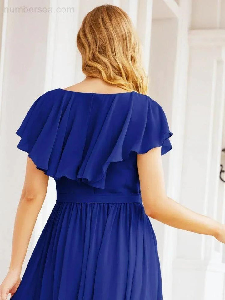 Bridesmaid Dresses with Flutter Sleeves Formal Evening Party Prom Gowns 28044 by numbersea
