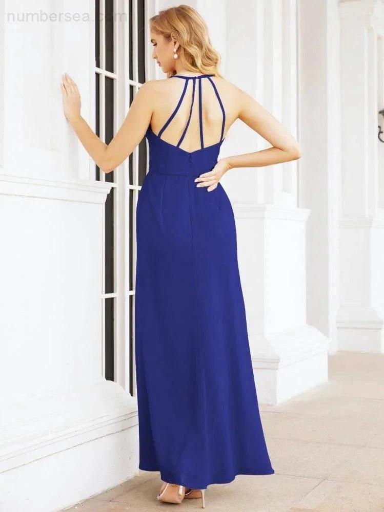 Numbersea Spaghetti Strap Bridesmaid Dresses V-Neck Long A-Line Formal Prom Gowns 28063 by numbersea