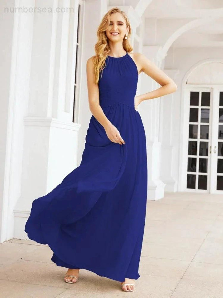 Numbersea Sleeveless Bridesmaid Dresses Long Prom Gown Zipper with Keyhole Back 28056 by numbersea