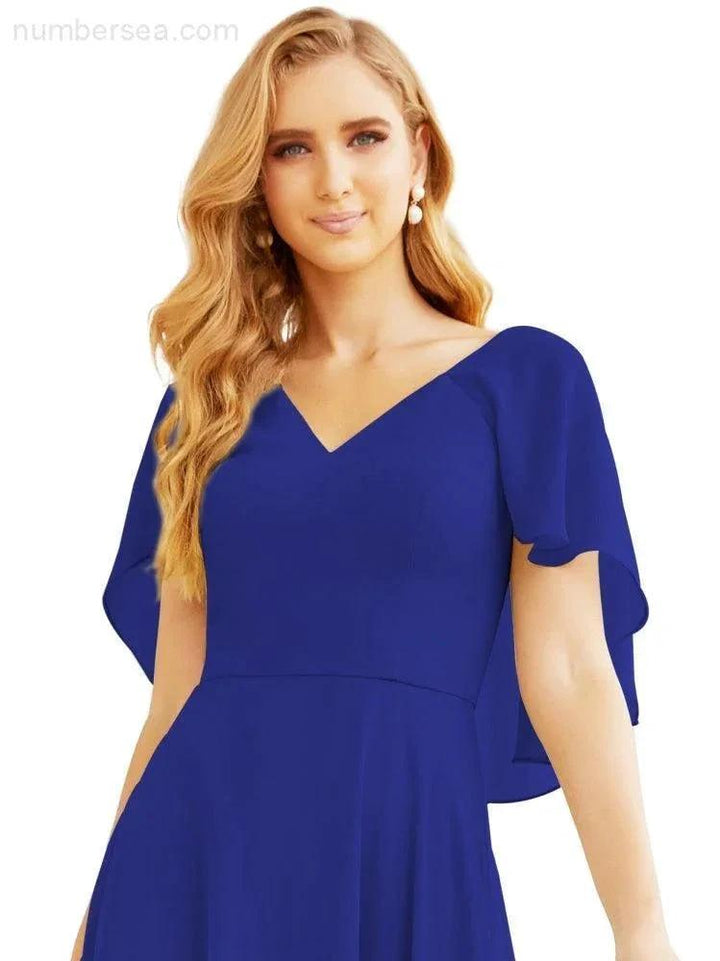 Numbersea Bridesmaid Dresses for Wedding Formal Evening Party Prom Gown with Cape 28050 by numbersea