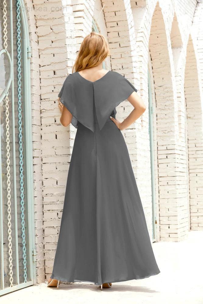 Numbersea Mother of The Bride Dresses Plus Size V-Neck Floor Length Formal Prom Dress for Wedding Guest 28020 by numbersea