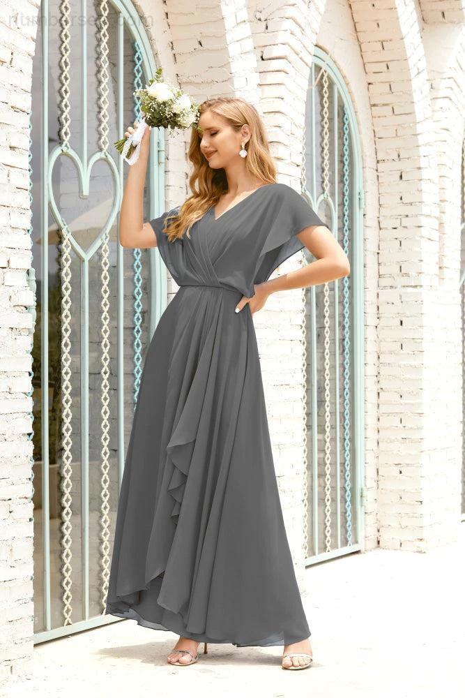 Numbersea Mother of The Bride Dresses Plus Size V-Neck Floor Length Formal Prom Dress for Wedding Guest 28020 by numbersea