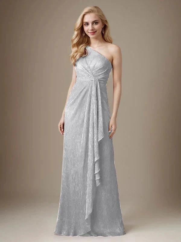 Ruby Sheath One Shoulder Metallic Mesh Dress Mother of the Bride Dress by Dreamylily