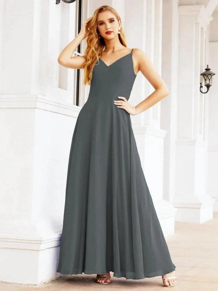 Numbersea Spaghetti Strap Bridesmaid Dresses V Neck Butterfly Back Fromal Evening Party Prom Gown 28036 by numbersea