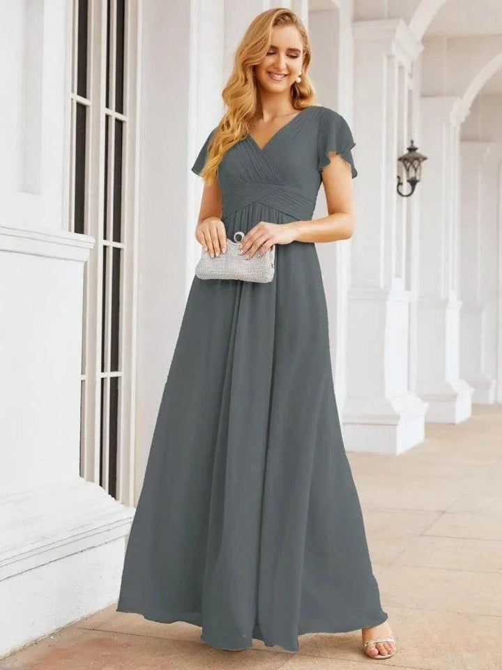 Numbersea Formal Prom Gowns for Mother of The Bride Cap Sleeves Bridesmaid Dress 28047 by numbersea