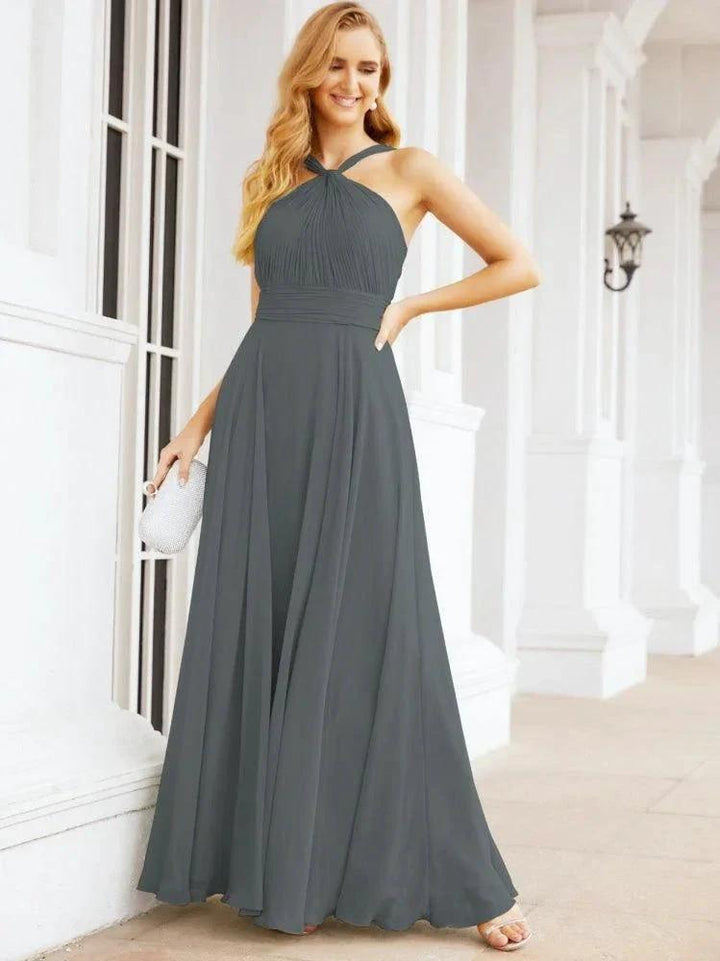 Numbersea Crisscross Halter Bridesmaid Dresses for Party Wedding Evening Prom Maxi Ball Gowns 28053 by numbersea