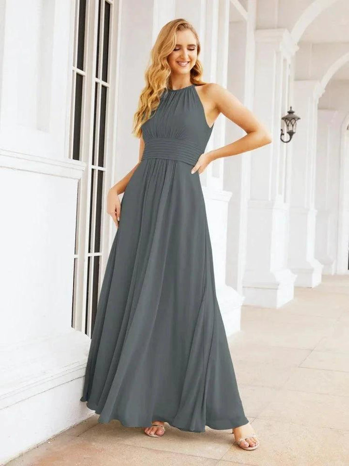 Numbersea Keyhole Bridesmaid Dresses Sleeveless Formal Evening Party Prom Gowns 28043 by numbersea