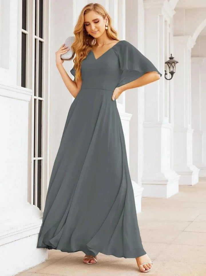 Numbersea Bridesmaid Dresses for Wedding Formal Evening Party Prom Gown with Cape 28050 by numbersea