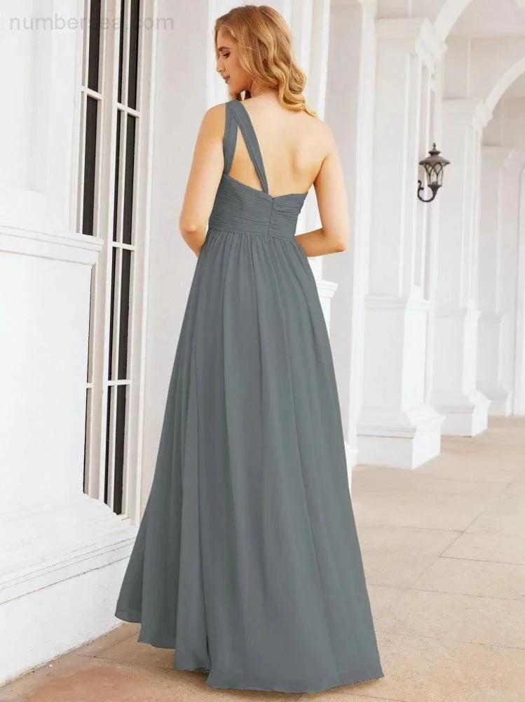 Numbersea One Shoulder Bridesmaid Dresses Long Maxi Formal Evening Party Prom Gowns 28061 by numbersea