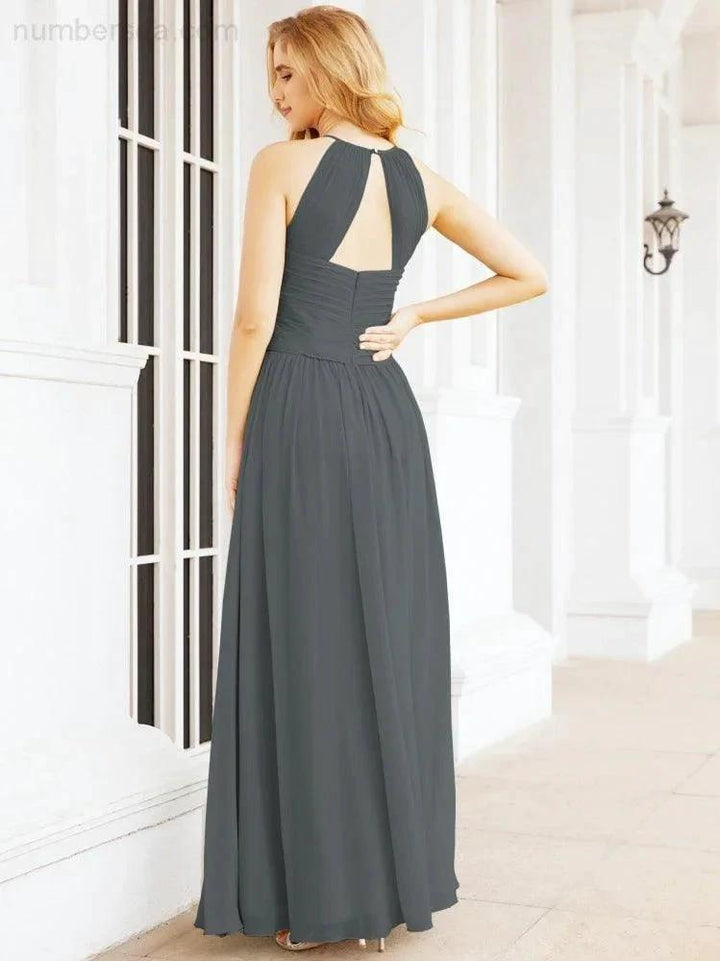 Numbersea Sleeveless Bridesmaid Dresses Long Prom Gown Zipper with Keyhole Back 28056 by numbersea